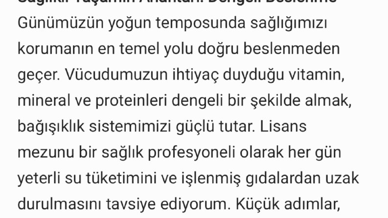 ​Sağlık ve Yaşam: Bilimsel Verilerle Doğru Beslenme Rehberi