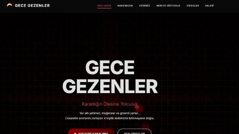 Gece Gezenler - Sürükleyici YouTuber Web Sitesi Tasarımı