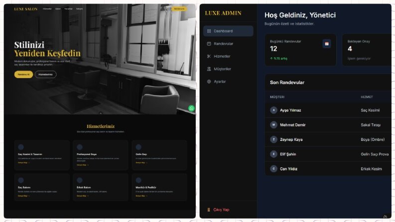 AI Destekli Kuaför Yönetim Sistemi ve web sayfası