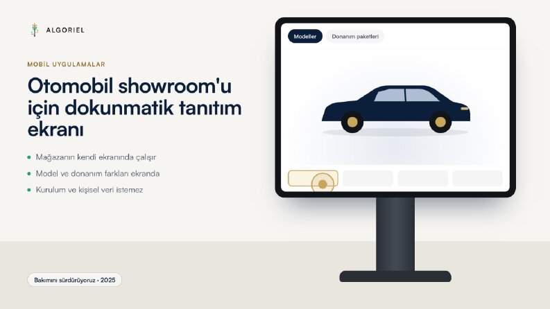 Otomobil showroom'u için dokunmatik tanıtım ekranı