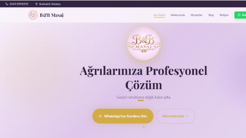BB Masaj Web sitesi Kurulumu