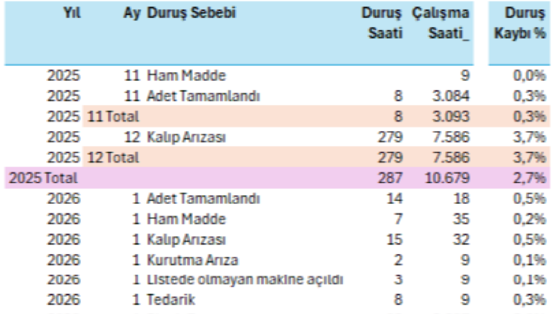 Duruş Raporlama