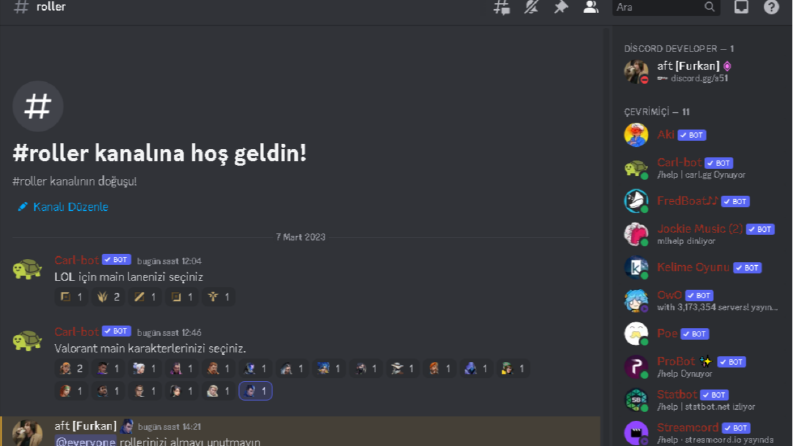 Yayıncı için hazırlanmış discord sunucusu