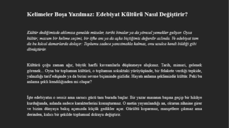 Edebiyat Kültürü Nasıl Değiştirir?