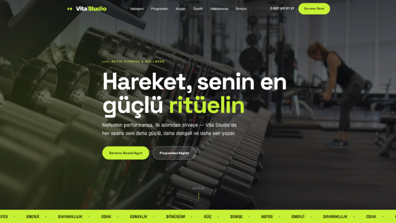 Vita Studio | Spor Salonu Web Sitesi Kodlaması!