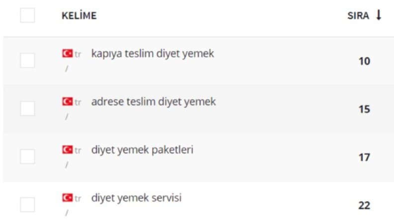 Diyet Yemek - SEO Çalışması