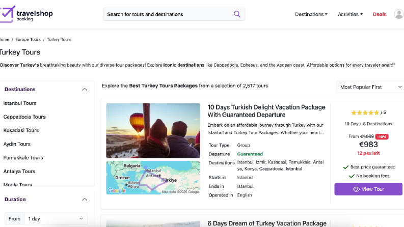 TravelShop Booking: Tur Rezervasyon Sistemi