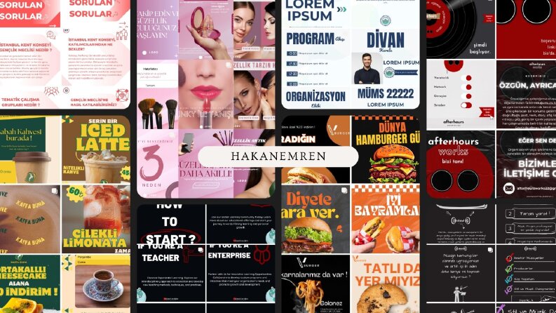 Instagram story ve post çalışmalarım.