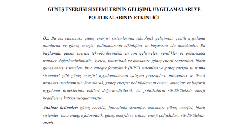 Enerji Konulu Akademik Tez