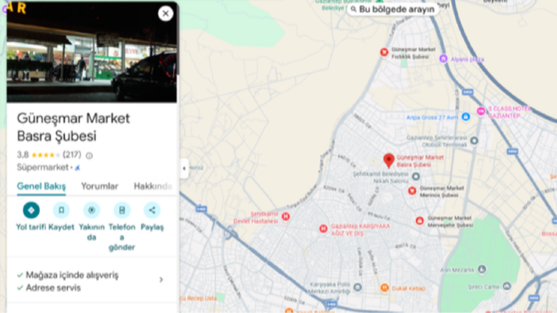 Google harita kaydı