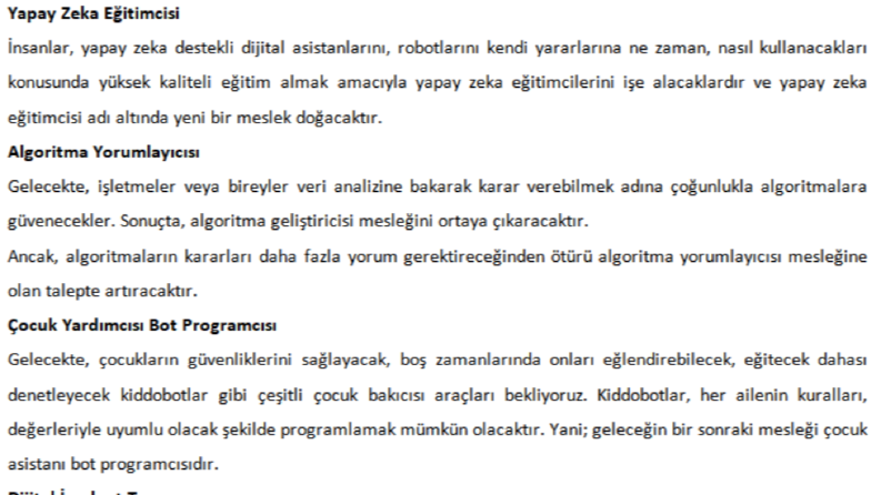 GELECEĞİN MESLEKLERİ