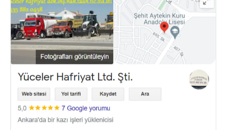 Google Haritalar ve Seo Hizmetleri veriyorum