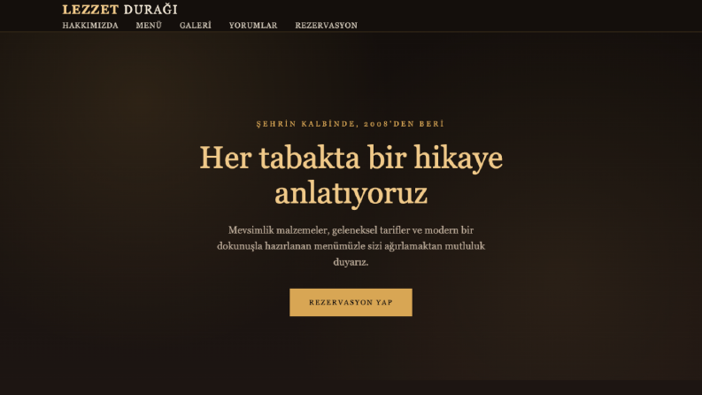 Lezzet Durağı — Restoran Web Sitesi Tasarımı