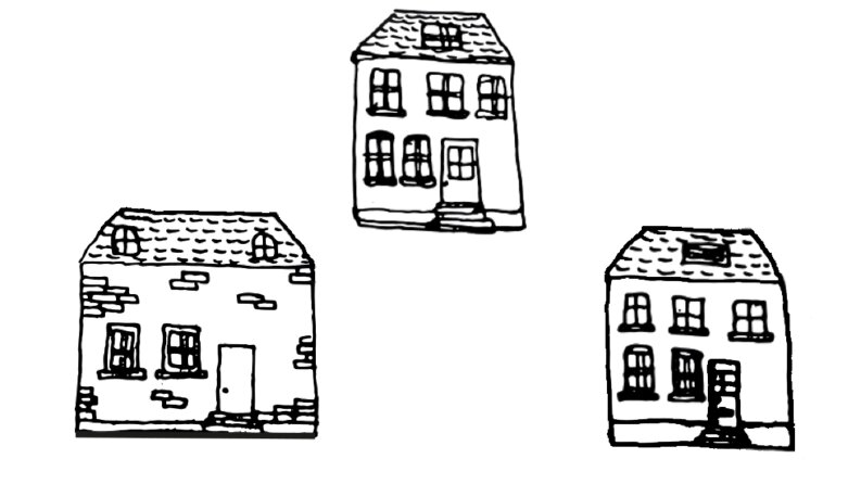 Doodle stili ev illüstrasyonları