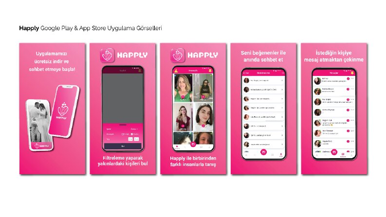 Happly Mobil uygulama görsel tasarımları