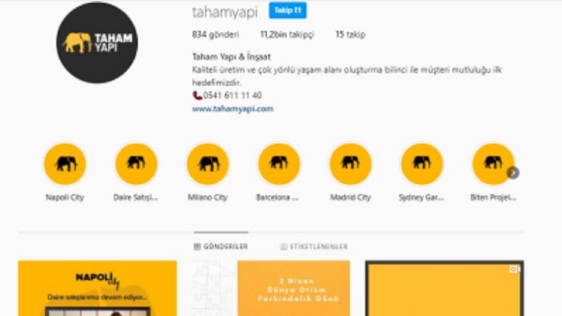 Instagram Yönetimi-Taham Yapı