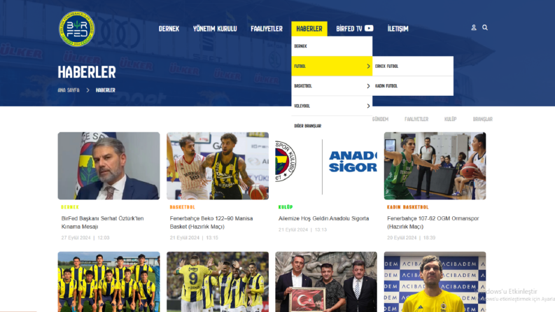 Birleşik Fenerbahçeliler Derneği Haber ve Dernek Web Sayfası