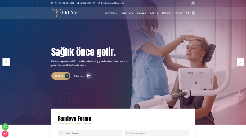 Freya Fizyoterapi - Website Geliştirme