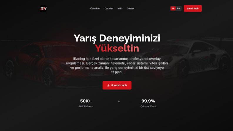 RaceHUD firması için Uİ site çalışmam.