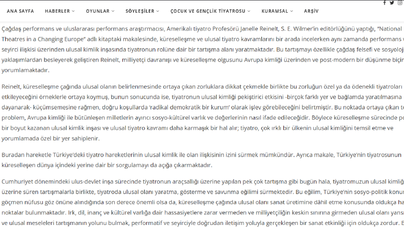 tiyatro tiyatro dergisi / eleştiri-kuram yazıları