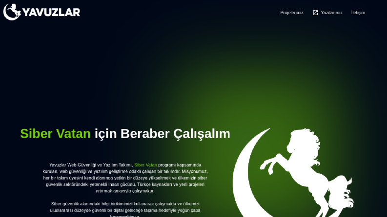 Yavuzlar Web Güvenliği ve Yazılım Takımı Web Sitesi
