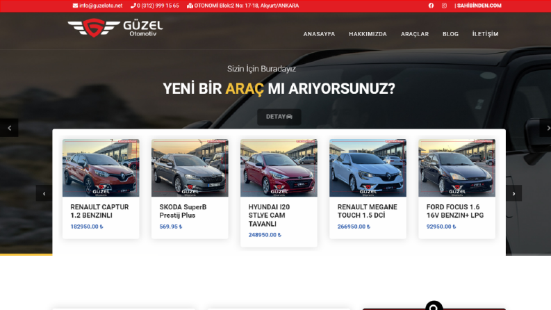 Güzel Oto Web Geliştirme ve Admin Paneli