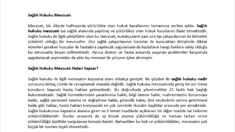 Sağlık Hukuku İçerikleri