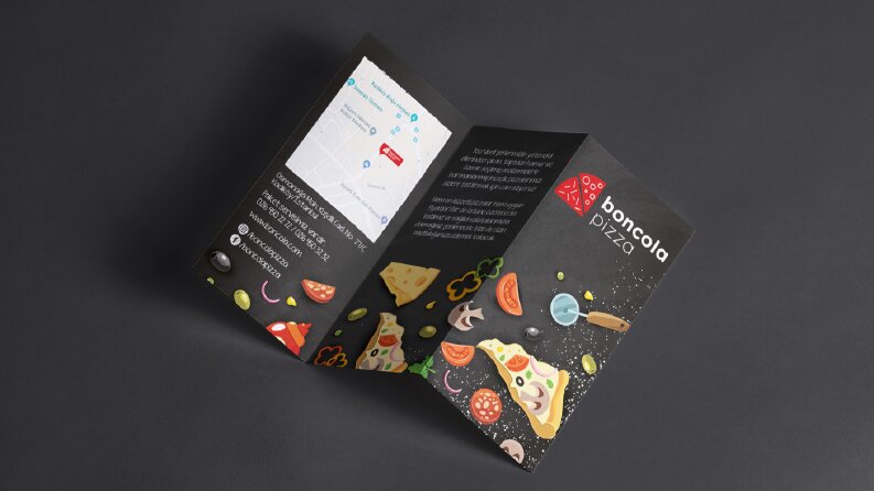 Boncola Pizza Trifold Broşür Tasarımı