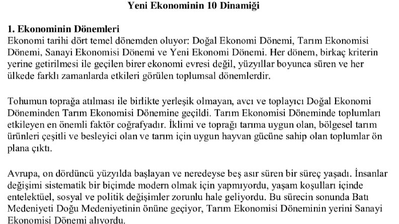 YED - 'Yeni Ekonominin 10 Dinamiği' Çevirisi