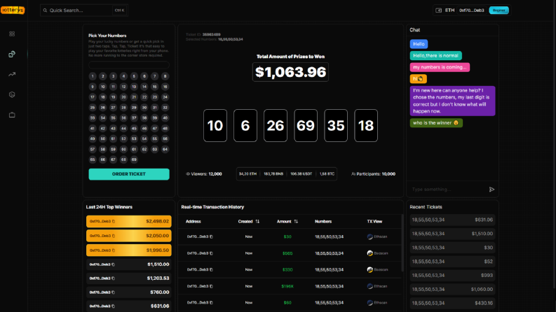 Güvenli Crypto Lotto ve Şanslı Sayı DApp - Lotterys