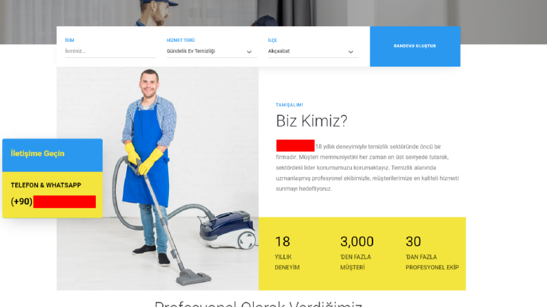 Temizlik Firması İçin Web Sitesi Tasarlandı