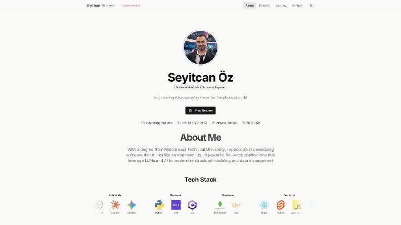 Modern ve İnteraktif Yazılım Portfolyosu (seyitcanoz.dev)