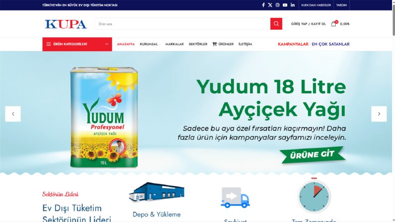Kupa Gıda E-Ticaret Tasarımı