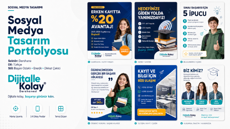 Başarı Odaklı Dershane Sosyal Medya Tasarımları