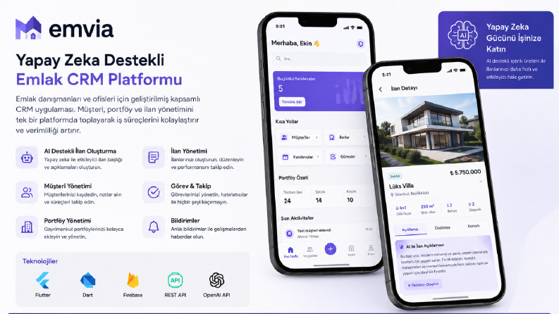 Emvia – Yapay Zeka Destekli Emlak CRM Platformu