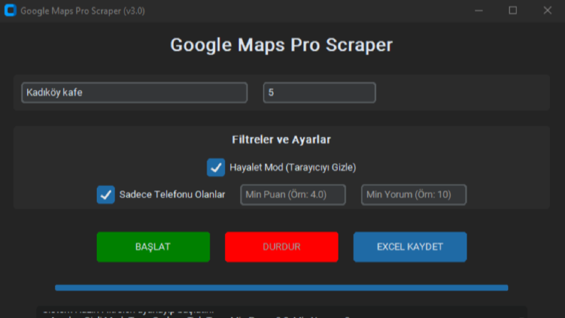Gelişmiş Google Maps Veri Kazıma ve Filtreleme Yazılımı