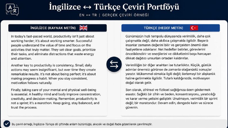 İngilizce - Türkçe Örnek Çeviri Çalışması