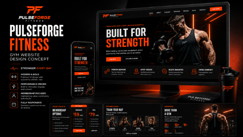 PulseForge Fitness Web ve Mobil UI/UX Tasarımı