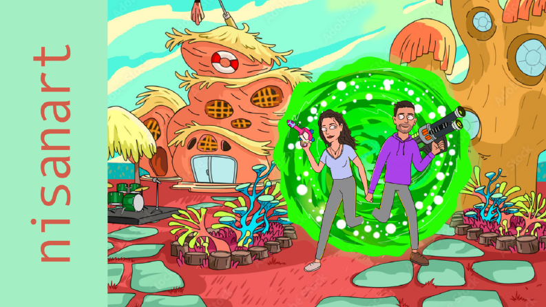 Rick and Morty Stilinde Kişiselleştirilmiş Illustrasyonlar