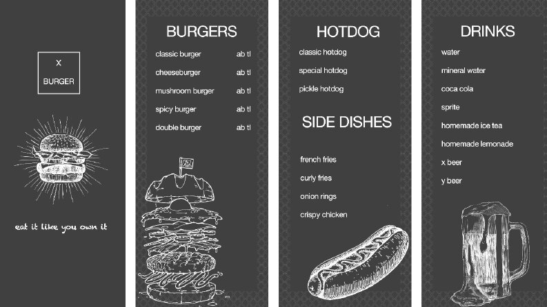 Burger Örnek Broşür sayfaları
