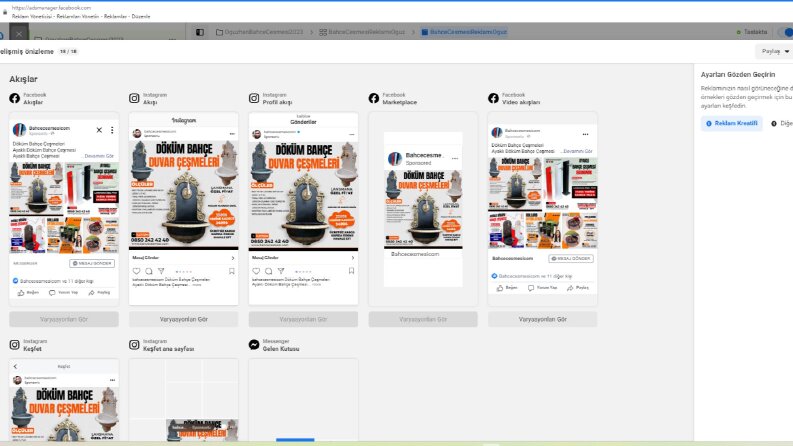 Bahçe Dekorasyon Sektörü Meta Reklamları Çalışması