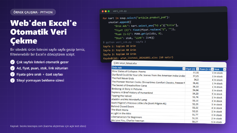 Örnek Çalışma - Web'den Excel'e Otomatik Veri Çekme