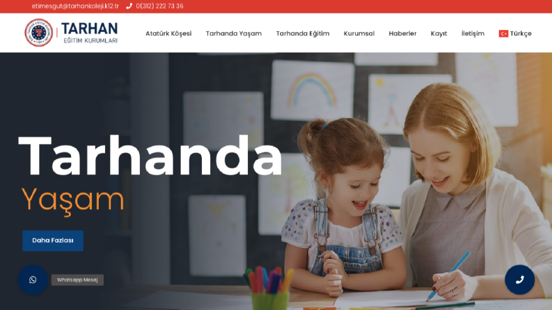 Tarhan Koleji Etimesgut İçin Yaptığımız Web Site