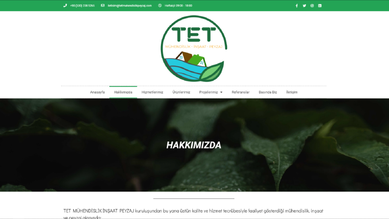 TET Mühendislik Peyzaj - Kurumsal Wordpress Site