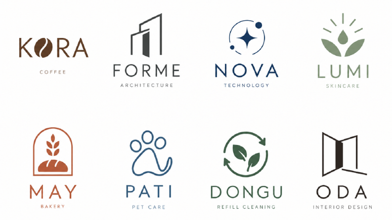 8 Sektör İçin Minimal Logo Tasarımları — Mockup Sunumu