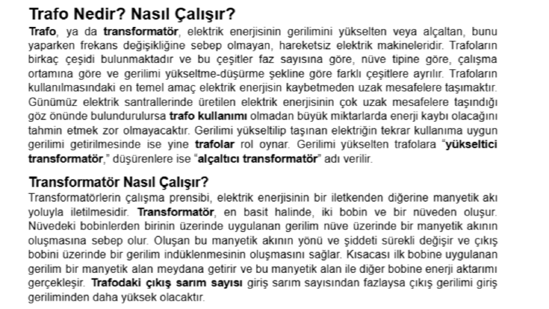 Türkçe Örnek İçerik