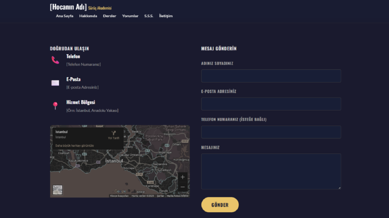 Özel Sürücü Hocası web sitesi