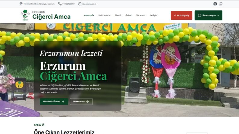 restoran online sipariş amaçlı web sitesi cigerciamca.com