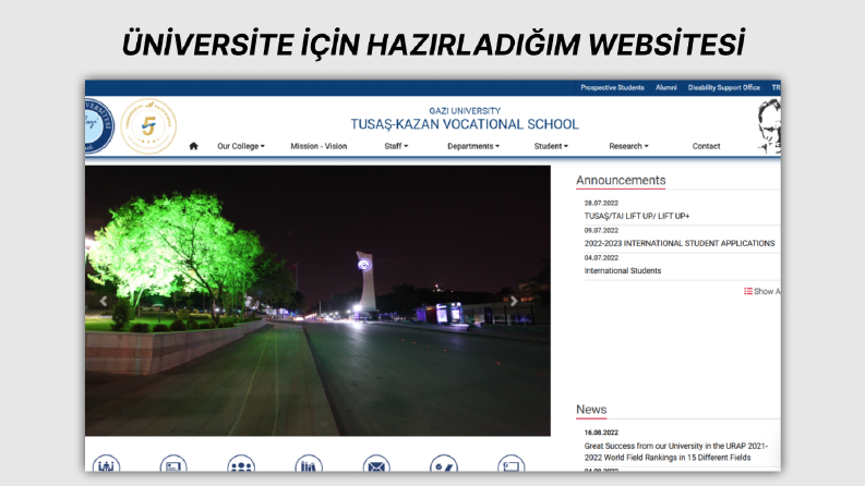 Kendi okuduğum okul için hazırladığım website