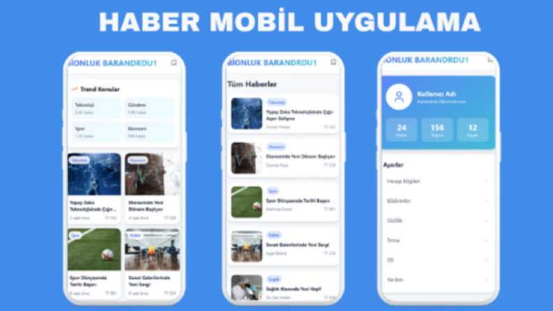 Güncel Haber Mobil Uygulaması  Modern Arayüz Tasarımı